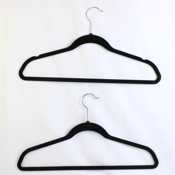 Lot of 5 Unbranded Velvet Black Clothes Hanger With Metal Hook