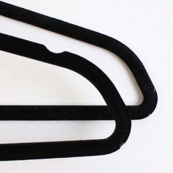 Lot of 5 Unbranded Velvet Black Clothes Hanger With Metal Hook