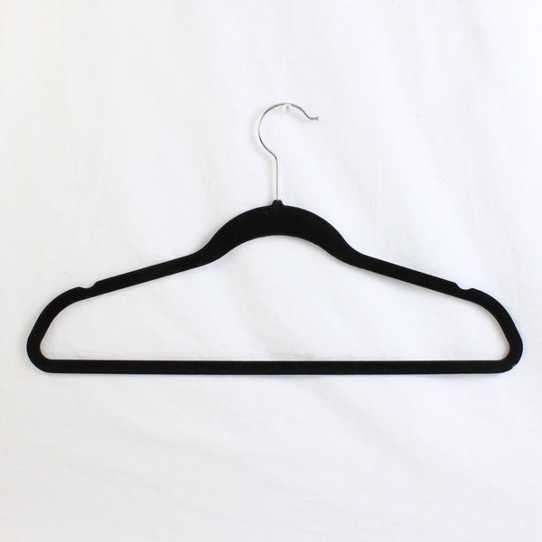 Lot of 5 Unbranded Velvet Black Clothes Hanger With Metal Hook