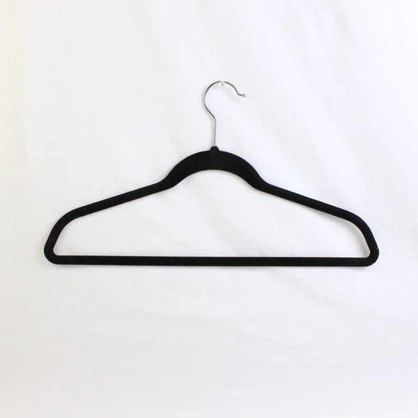 Lot of 5 Unbranded Velvet Black Clothes Hanger With Metal Hook