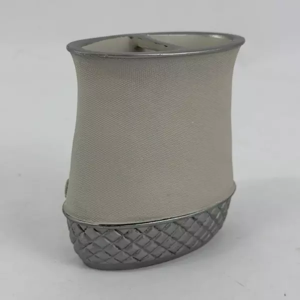 Gray and Metallic Gray Embossed Floral Pattern Toothbrush Holder