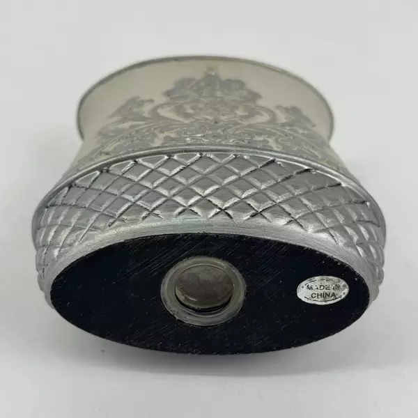 Gray and Metallic Gray Embossed Floral Pattern Toothbrush Holder
