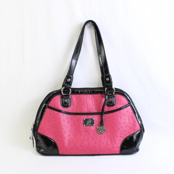 Grace Adele Pink and Black Faux Leather Shoulder Bag Purse
