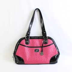 Grace Adele Pink and Black Faux Leather Shoulder Bag Purse