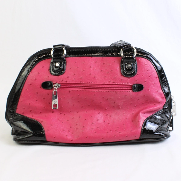 Grace Adele Pink and Black Faux Leather Shoulder Bag Purse