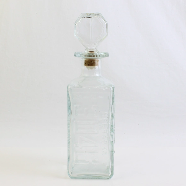Walkers Deluxe Bourbon Clear Glass Liquor Bottle 1975 Decanter 11" Tall