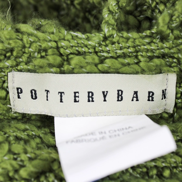 Pottery Barn Green Acrylic Knit Throw Blanket 50"x70"