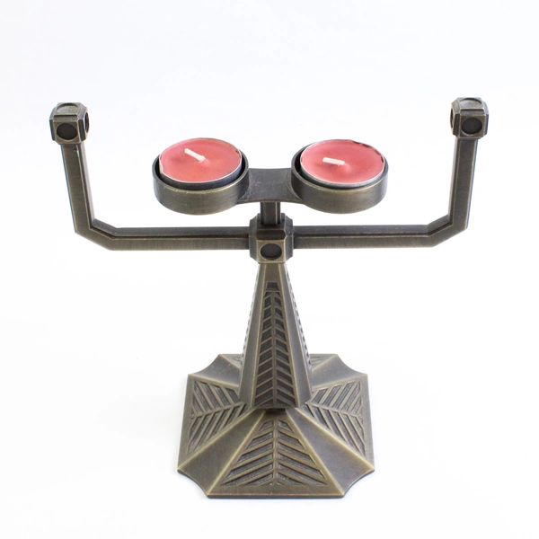 Unbranded Metal Candelabra 2 Tea Light Candles Holder 8.5" Tall