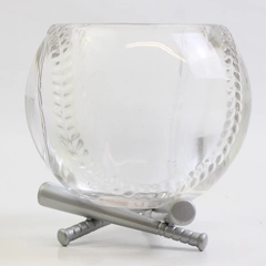 PartyLite "Batter Up" P7136 Clear Glass/Metal Votive Candle Holder Baseball
