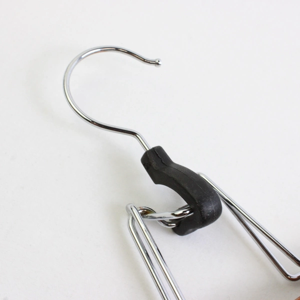 Lot of 5 Various Vintage Spring Clamp Wooden Pants Hangers With Metal Hooks 