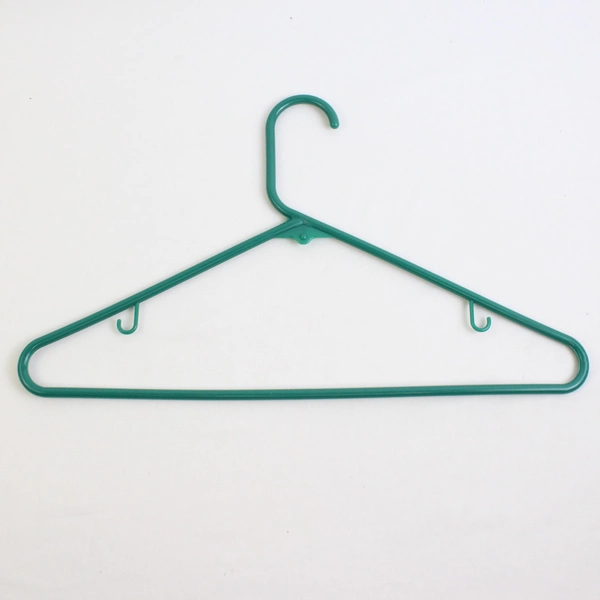 Lot of 10 Tubular Dark Green/Light Green/Teal Clothes Hangers With Hooks