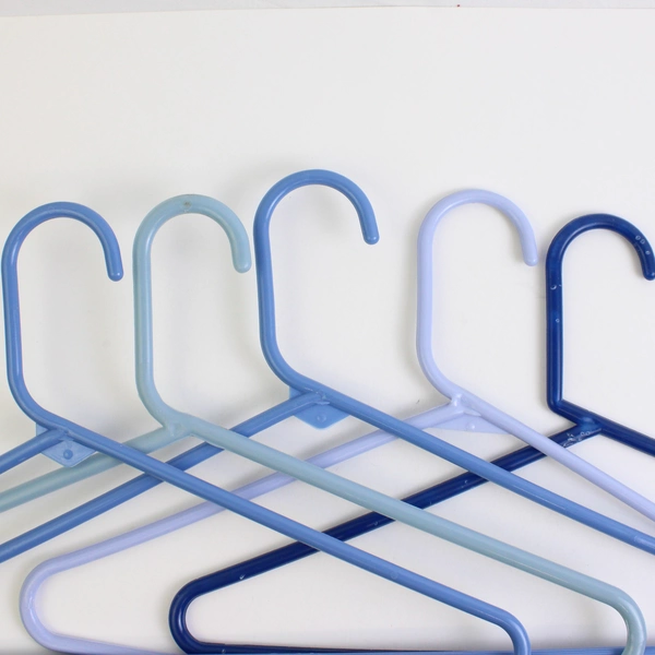 Lot of 10 Dark to Light Blue Various Tubular Plastic Clothes Hangers 