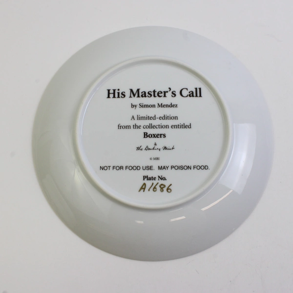 Danbury Mint "His Master's Call" By Simon Mendez Boxers Series Collector Plate