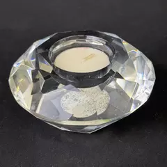 2007 HITC Diamond Cut Clear Glass Tealight Candle Holder with Candle