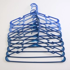 Lot of 10 Various Dark Blue Tubular Notched Clothes Hangers