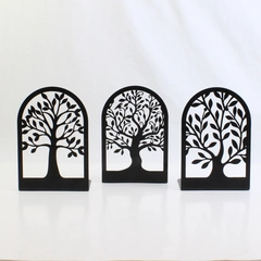 Lot Of 3 Unbranded Matching Tree Shaped Solid Black Metal Book Ends