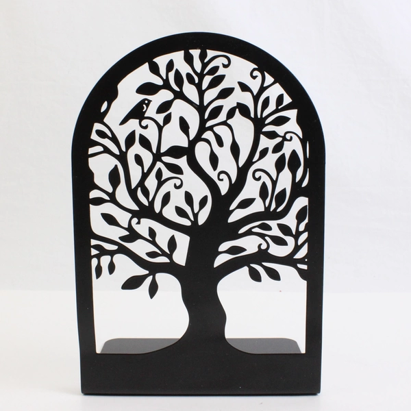 Lot Of 3 Unbranded Matching Tree Shaped Solid Black Metal Book Ends