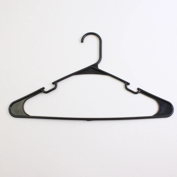 Lot of 10 Black Plastic Clothes Hanger Tubular with Notches