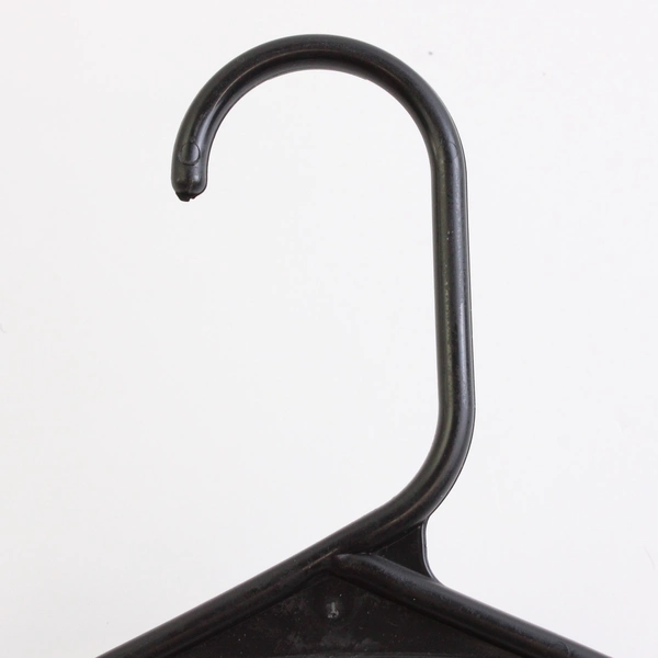 Lot of 10 Black Plastic Clothes Hanger Tubular with Notches