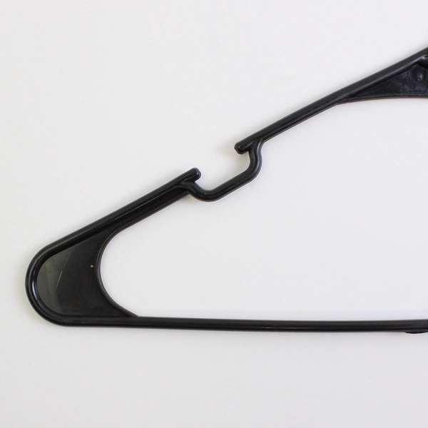 Lot of 10 Black Plastic Clothes Hanger Tubular with Notches