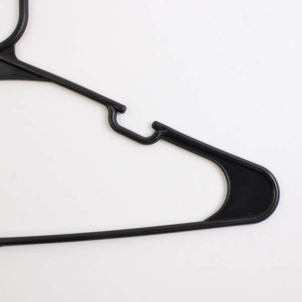 Lot of 10 Black Plastic Clothes Hanger Tubular with Notches