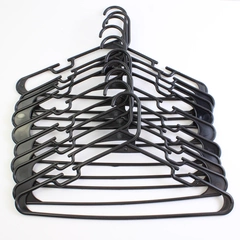 Lot of 10 Black Plastic Tubular Clothes Hangers with Notches Closet Organization