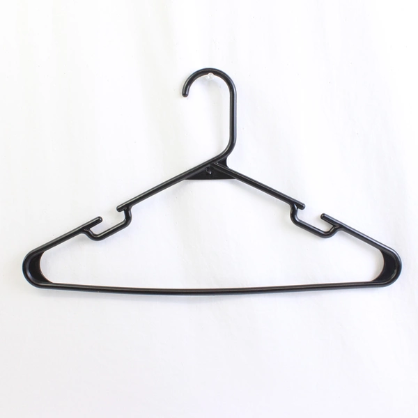 Lot of 10 Black Plastic Tubular Clothes Hangers with Notches Closet Organization