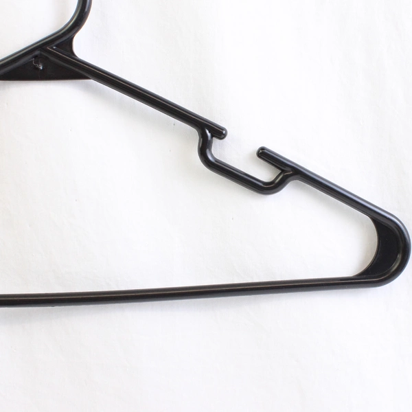 Lot of 10 Black Plastic Tubular Clothes Hangers with Notches Closet Organization