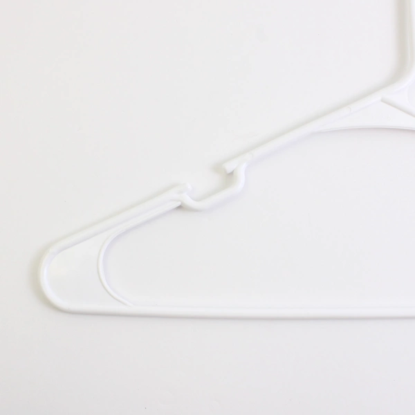 Lot of 10 White Notched Tubular Plastic Clothes Hangers