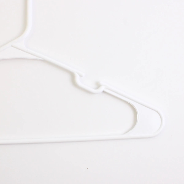 Lot of 10 White Notched Tubular Plastic Clothes Hangers