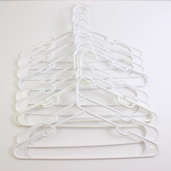 Lot of 10 Unbranded White Tubular Clothes Hanger w/ Notches