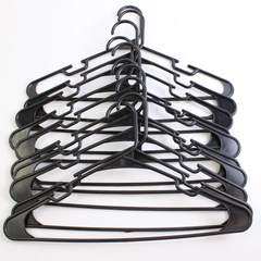 Lot of 10 Unbranded Black Tubular Clothes Hangers w/ Shoulder Notches