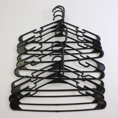 Lot of 10 Black Plastic Tubular Clothes Hangers w/ Notches 