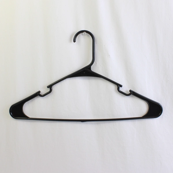 Lot of 10 Black Plastic Tubular Clothes Hangers w/ Notches 