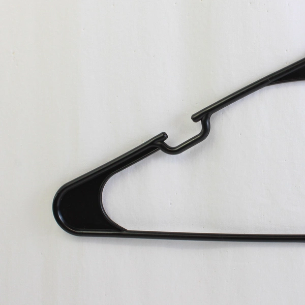 Lot of 10 Black Plastic Tubular Clothes Hangers w/ Notches 