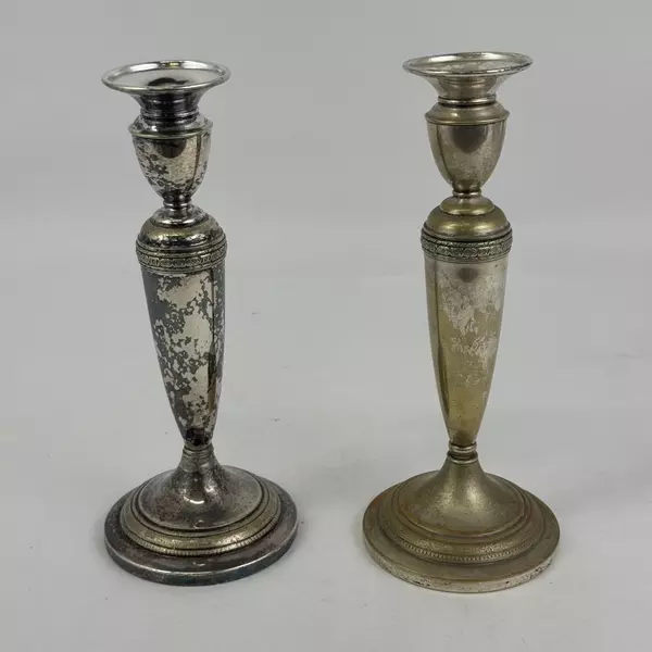 Vintage Pair of Evans Silver Plate Candlesticks 10 Inch