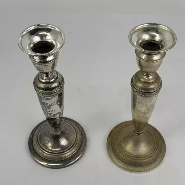 Vintage Pair of Evans Silver Plate Candlesticks 10 Inch