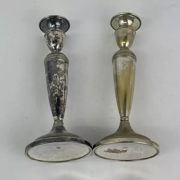 Vintage Pair of Evans Silver Plate Candlesticks 10 Inch