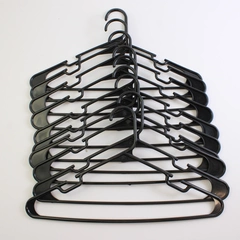 Lot of 10 Black Unbranded Notched Clothes Hangers Plastic Tubular