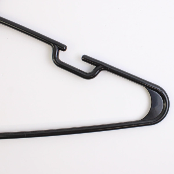 Lot of 10 Black Unbranded Notched Clothes Hangers Plastic Tubular