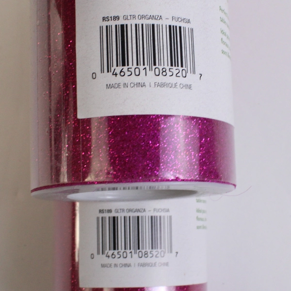 Lot of 2 FloraCraft Fuchsia Glittered Organza 10 Yard Rolls