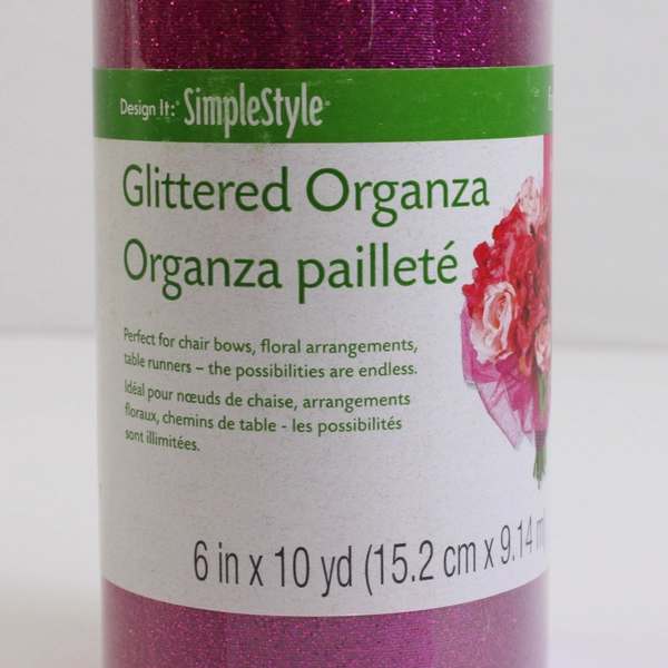 Lot of 2 FloraCraft Fuchsia Glittered Organza 10 Yard Rolls