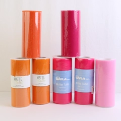 Lot of 7 Rolls Tulle Fabric for DIY Crafts Pink and Orange