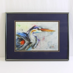 Stealth Framed and Matted Dean Crouser Heron Bird Chickadee Bird Print