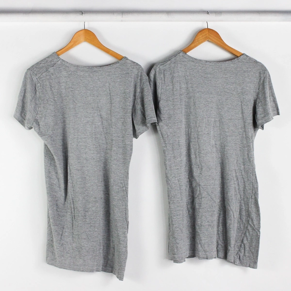 Lot of 2 Hanes Gray V-Neck Sleepshirt Women's Size Medium Flawed
