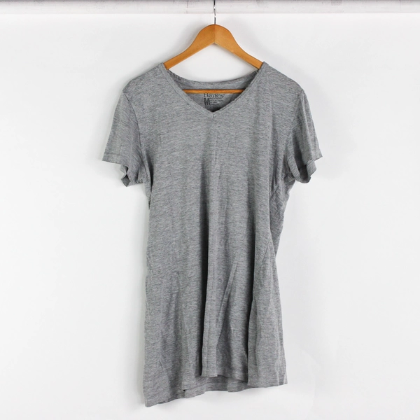 Lot of 2 Hanes Gray V-Neck Sleepshirt Women's Size Medium Flawed