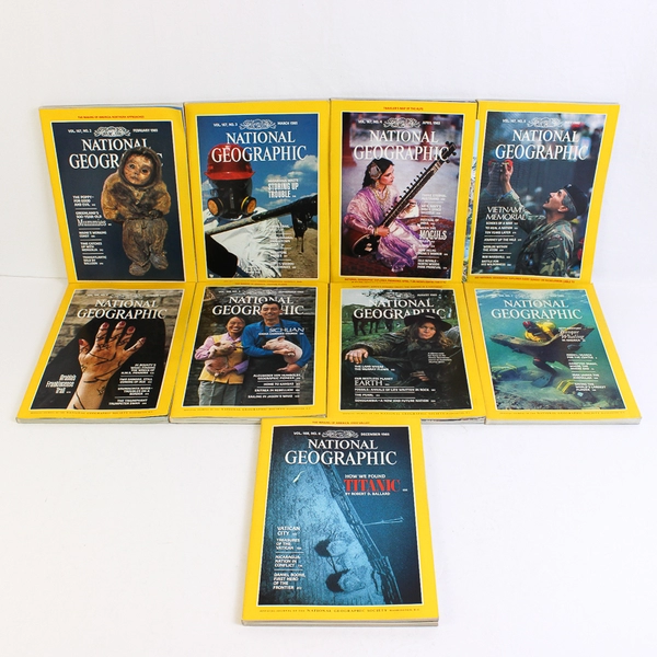 Lot of 9 1985 National Geographic Magazines Missing Jan June & Nov Issues