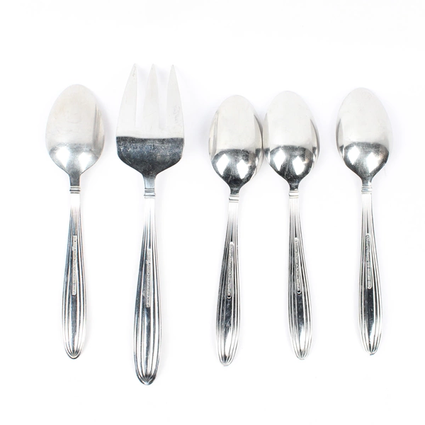 Lot Of 5 Reed & Barton Jubilee (Stainless) Flatware 4 Soup Spoons 1 Serving Fork