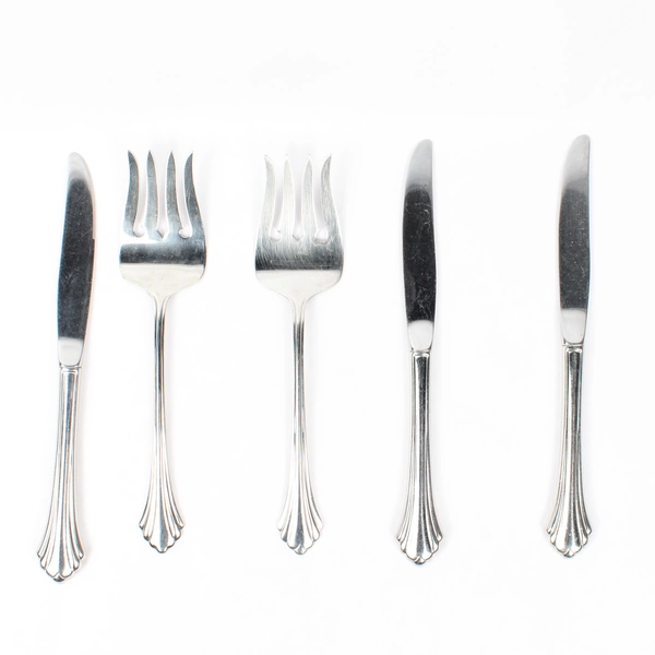 Lot Of 5 Oneida Silver Bancroft Flatware 3 Dinner Knives 2 Serving Forks