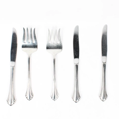 Lot Of 5 Oneida Silver Bancroft Flatware 3 Dinner Knives 2 Serving Forks